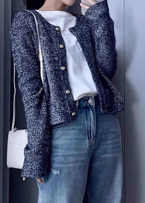 Grey O Neck Button Cozy Wool Knit Cardigans Fall