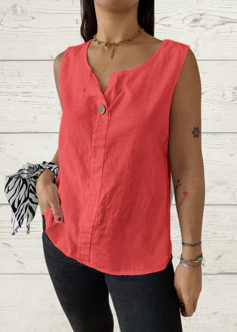 Simple White O Neck Loose Cotton T Shirts Top Sleeveless