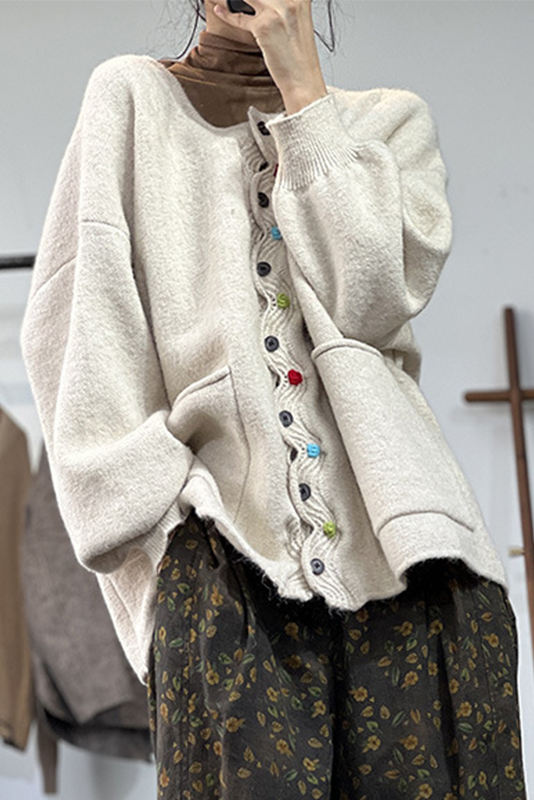 -fall Color Buttoned Warm Knit Cardigan