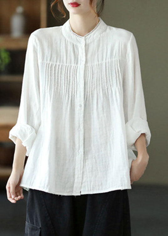 Fitted Chocolate Patchwork Wrinkled Tops Fall Shirt