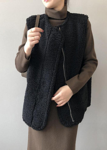 Boutique Coffee Wear on Both Sides Faux Fur Vest Winter
