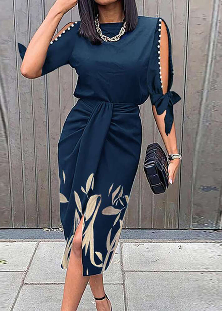 Red Off Shoulder Lace Up Print Dress Summer