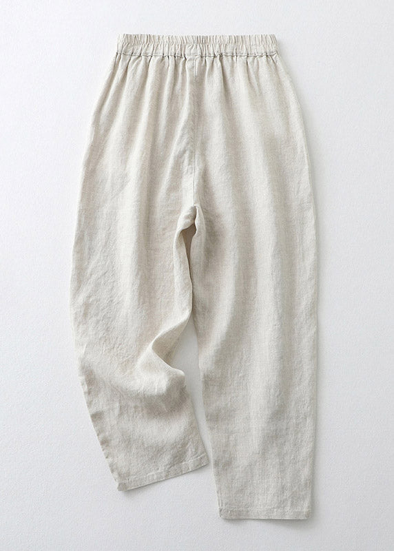 Loose Orange Embroidered Elastic Waist Cotton Harem Pants Summer