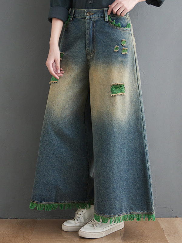 Original Split-joint Column Wide Leg Denim Pants