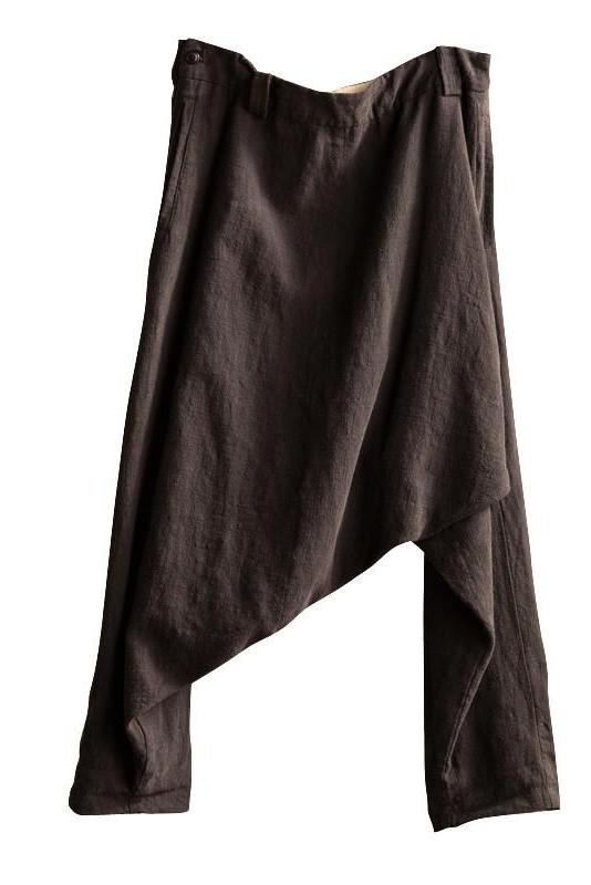 Gray Art Causal Cotton Linen Trousers Outfits