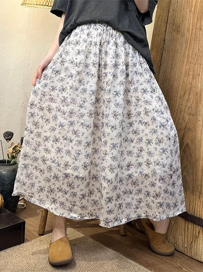 Summer Artsy Dual-layer Ramie Skirt