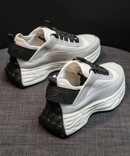 Blue Lace Up Splicing Platform Shoes