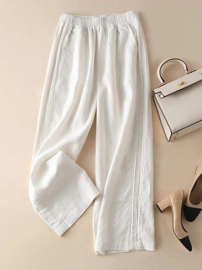 Linen-cotton Wide Pants