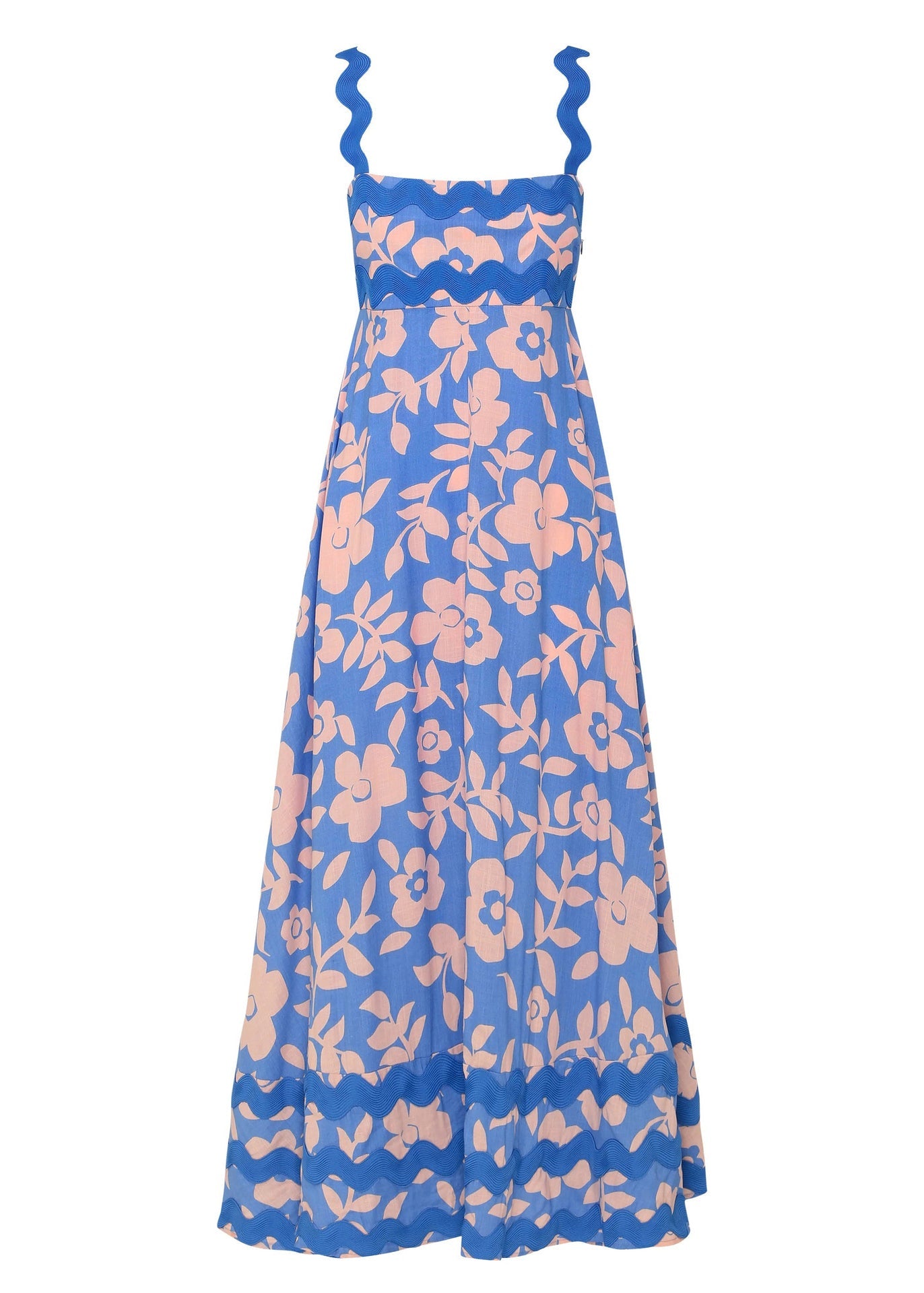 Blue Print Cotton Spaghetti Strap Dresses Summer