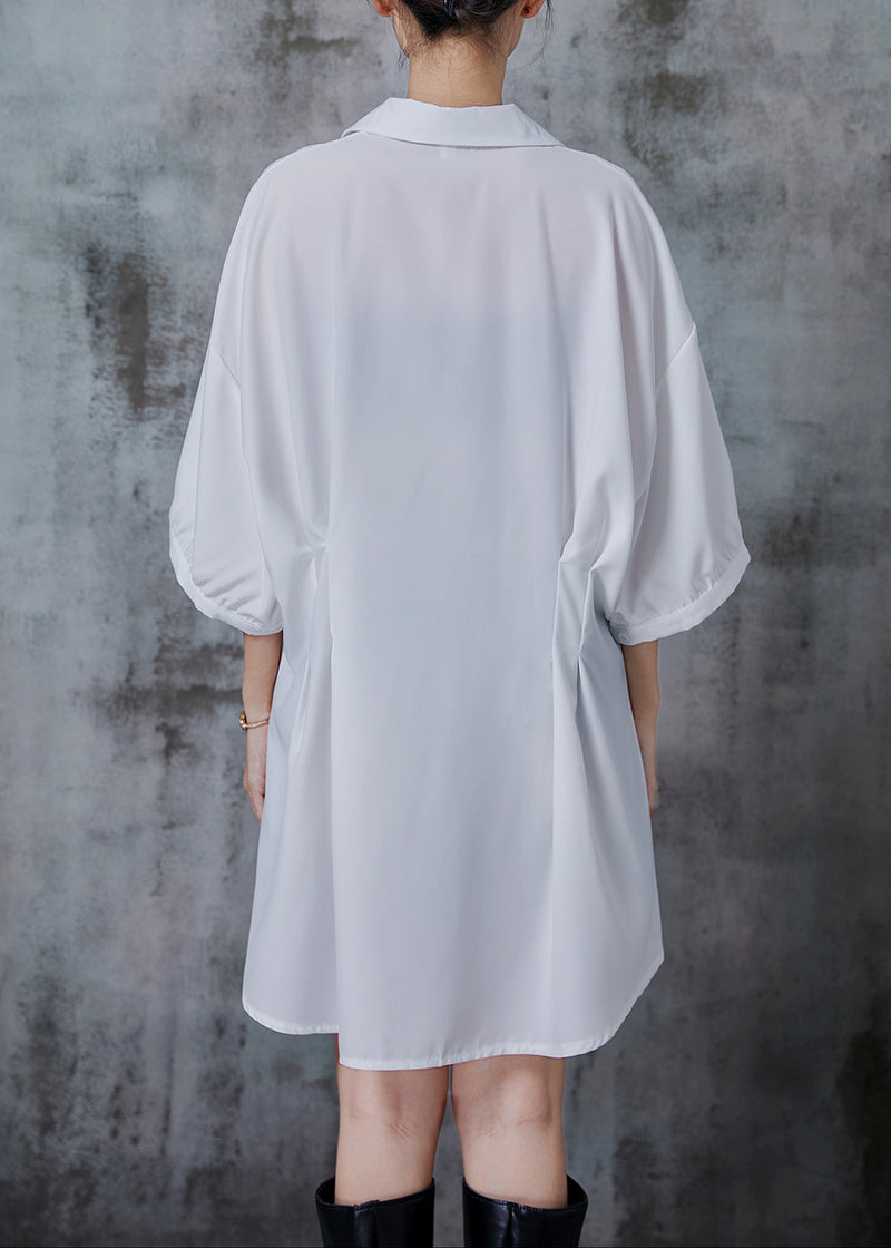White Oversized Side Open Chiffon Blouses Summer