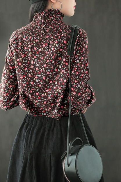 Autumn Elastic High Neckline T-shirt
