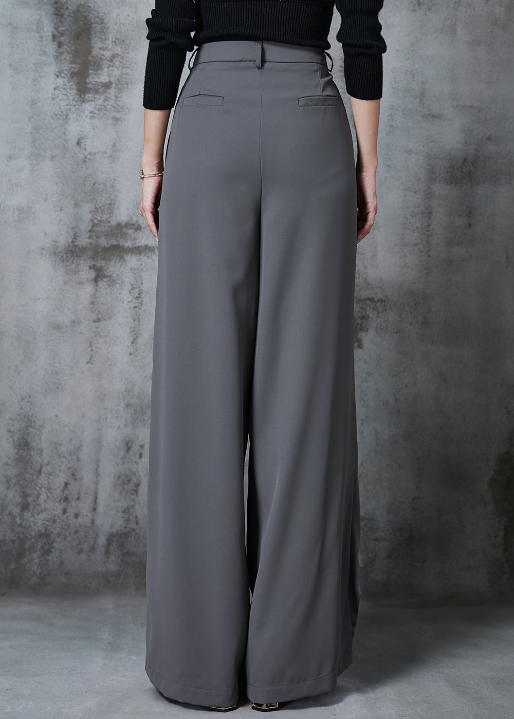 Grey Asymmetrical Silm Fit Spandex Straight Pants Fall