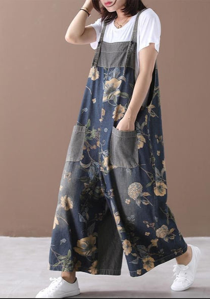 Loose Printed Pockets Shift Jumpsuits