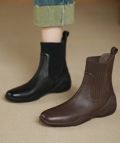 Splicing Comfy Boots Brown Sheepskin