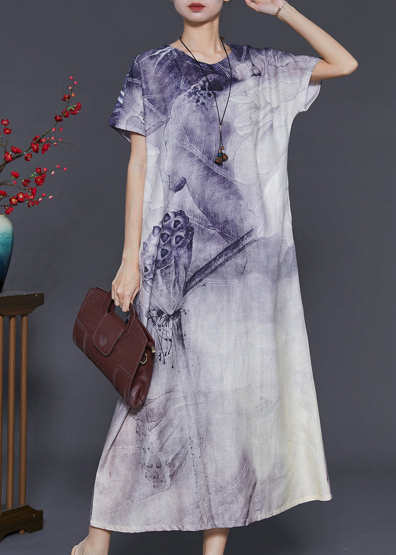 Purple Tie Dye Cotton Long Dress Summer