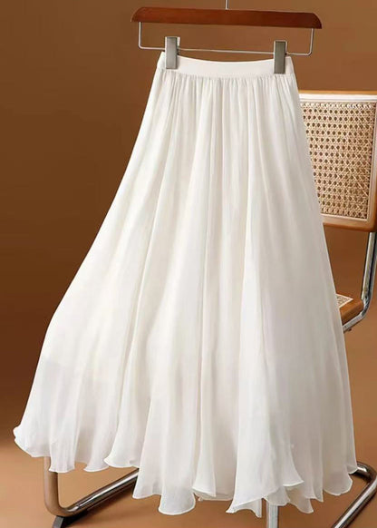 Simple White Wrinkled Chiffon Skirt Summer