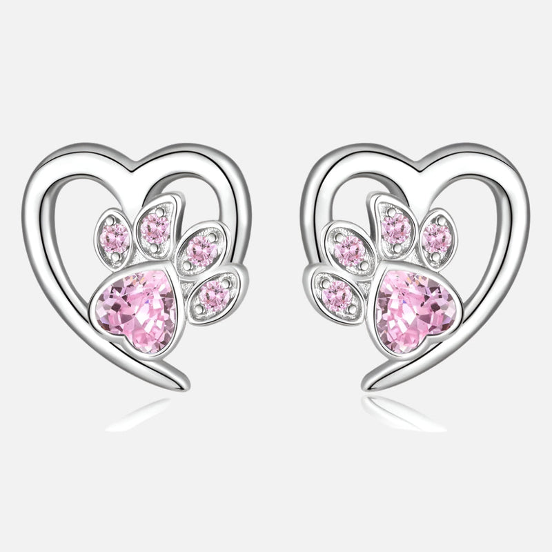Paw and Heart Earrings With Zirconiaconia
