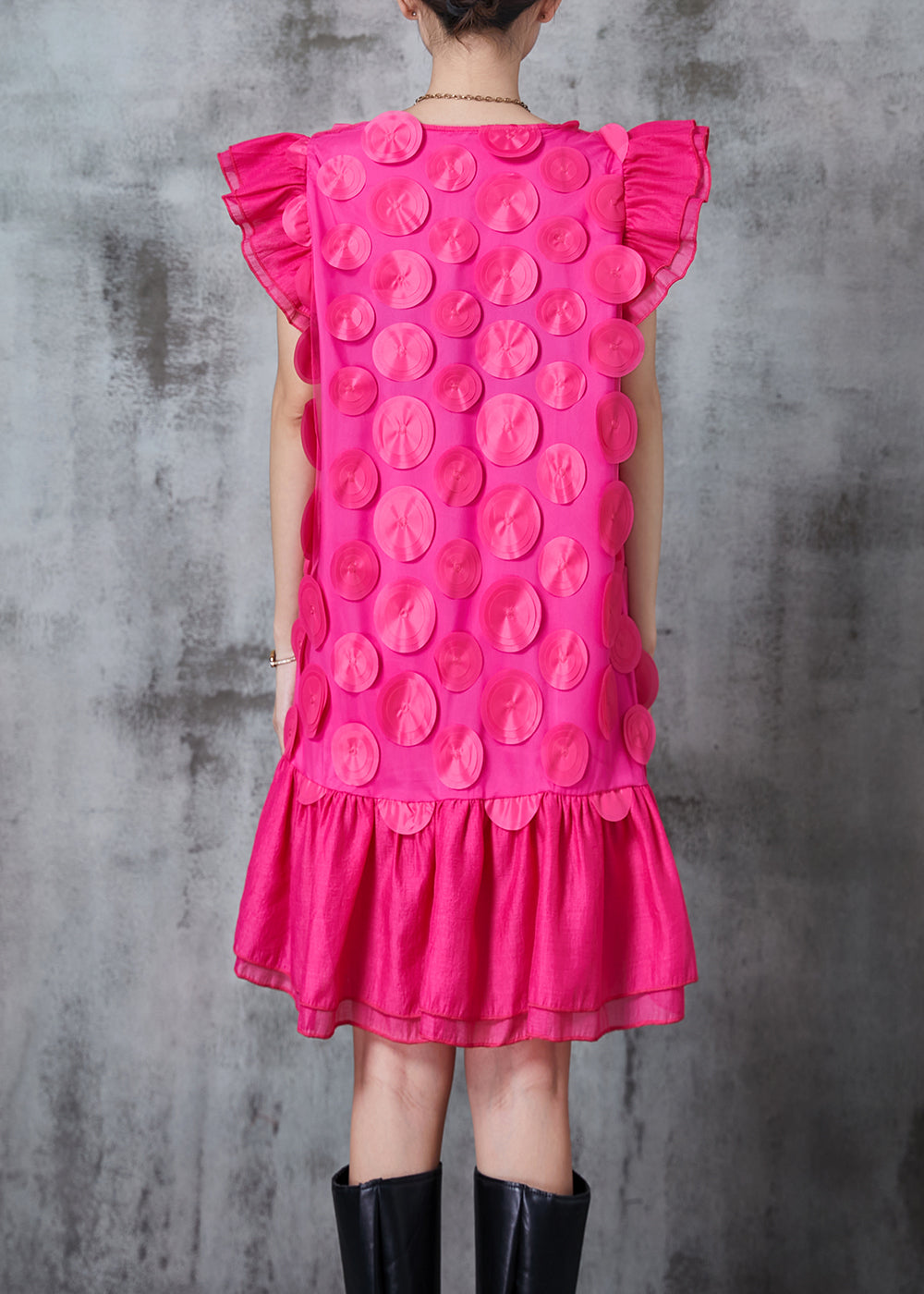 Rose Chiffon Party Dresses Butterfly Sleeve