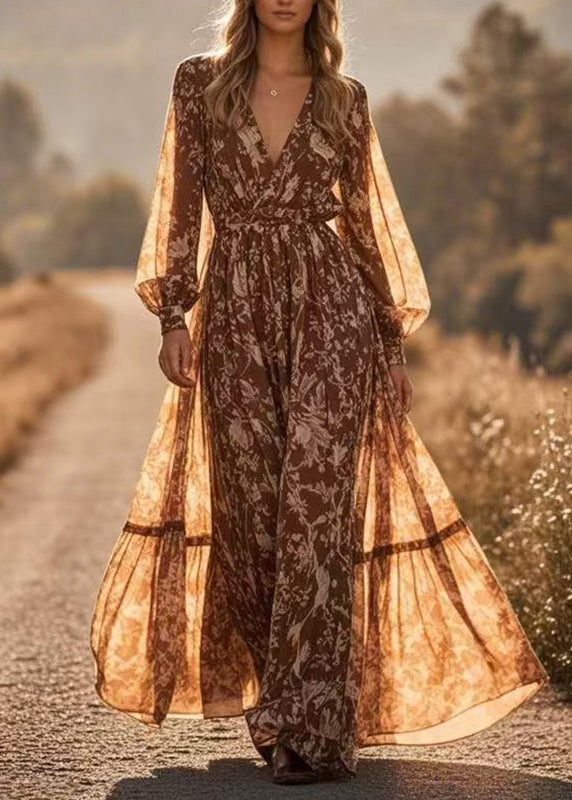 Patchwork Tunic Chiffon Maxi Holiday Dress Spring