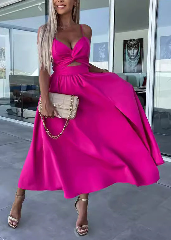 New Rose Hollow Out Cotton Spaghetti Strap Dress Summer