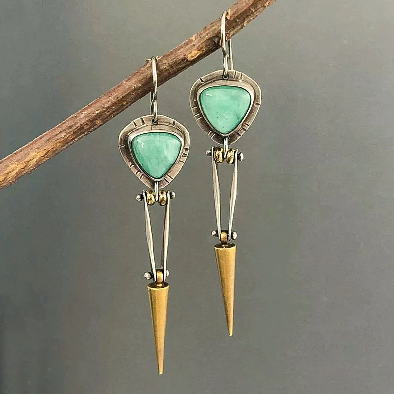 Green Resin Stone Earrings