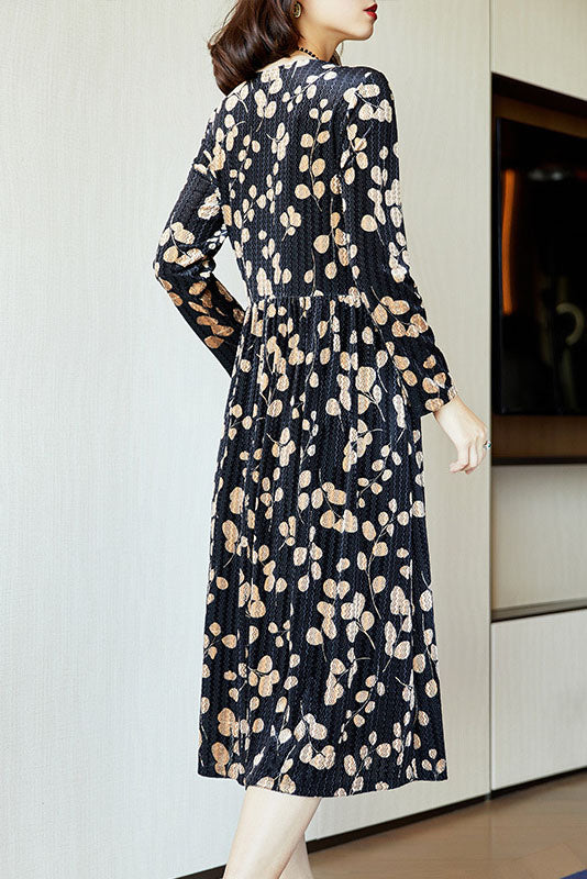 - Water Ripple Velvet Dress