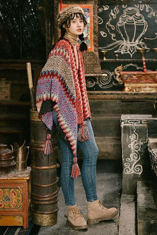 Winter Knitted Warm Tassel Scarf Shawl