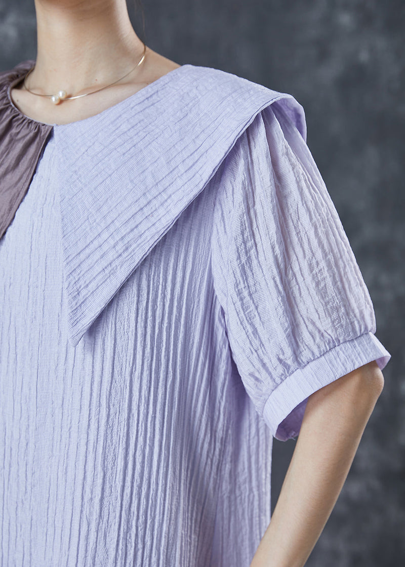 Light Purple Asymmetrical Wrinkled Party Dress Summer