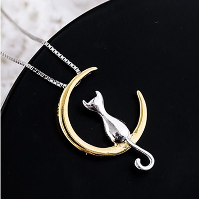 Crescent and Cat Cat Necklace