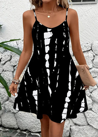 Apricot Print Cotton Spaghetti Strap Dresses Summer