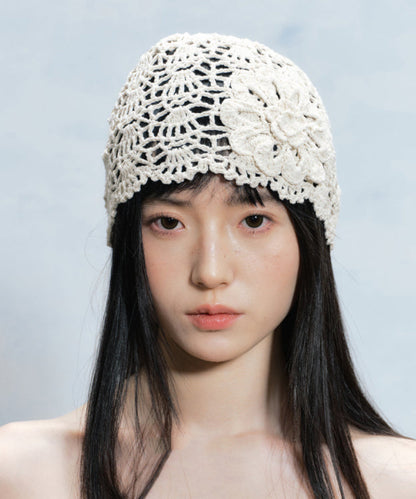 Summer New Flower Hollow Knitted Boonie Hat