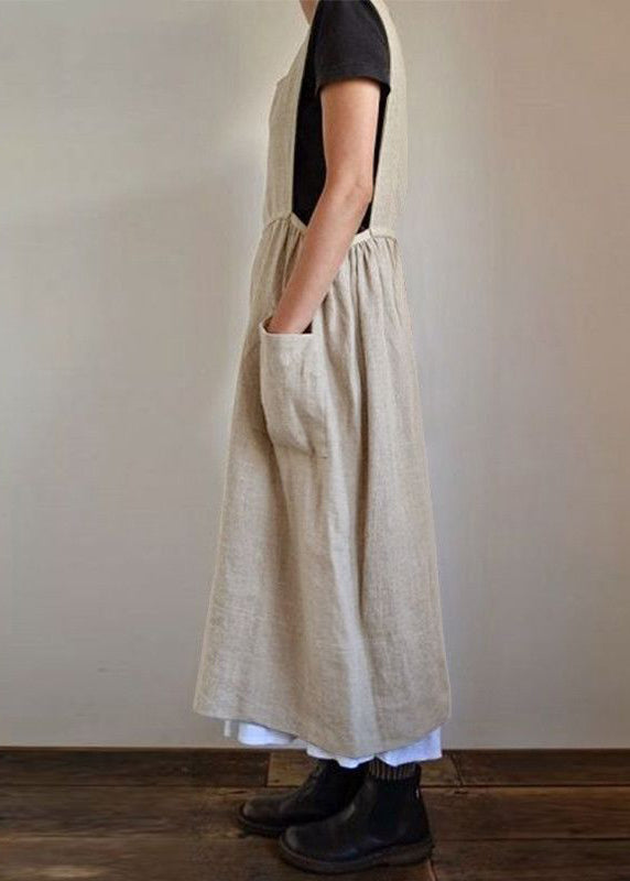 Handmade Black U Necku Neck Patchwork Pockets Maxi Dresses Summer