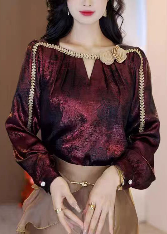 Boutique Mulberry O-neck Silk Shirt Tops Spring