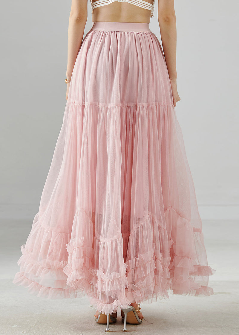 Pink Ruffled Exra Large Hem Tulle Skirt Fall