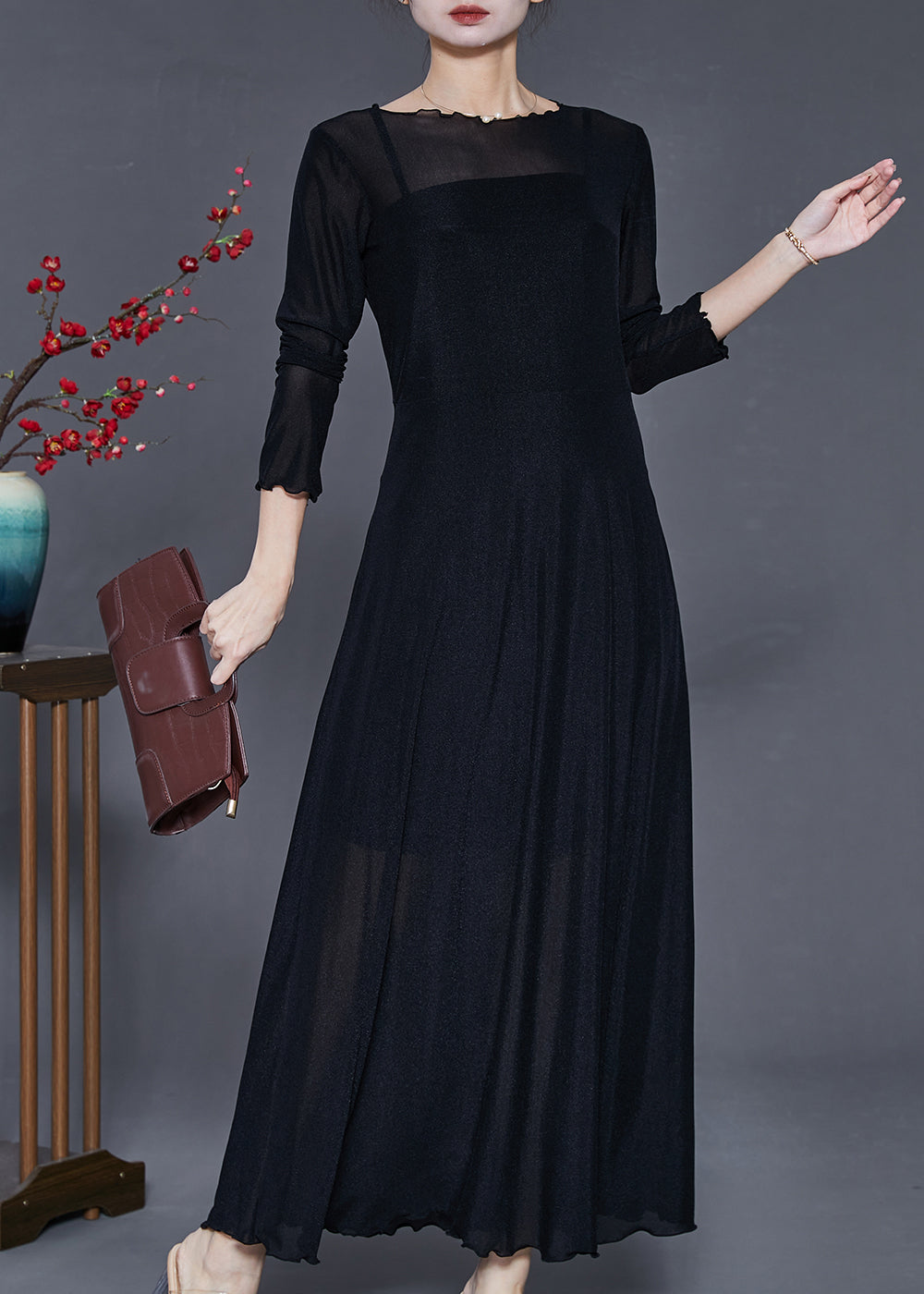 Black Silm Fit Exra Large Hem Dance Dress Summer