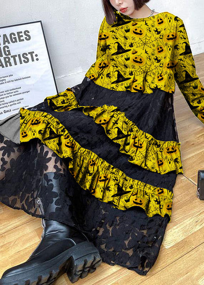 Black Ruffles Fall Lace Dresses