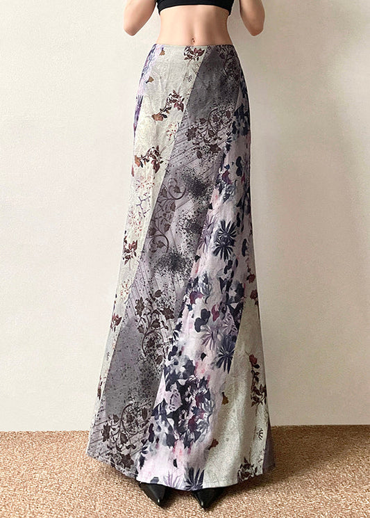 Asymmetrical Print High Waist Patchwork Cotton Skirts Summer