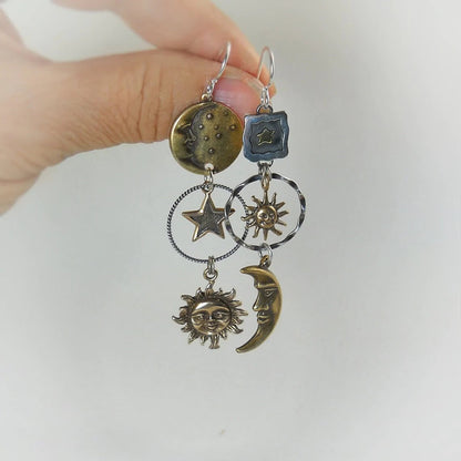 Sun-moon Pendant Earrings