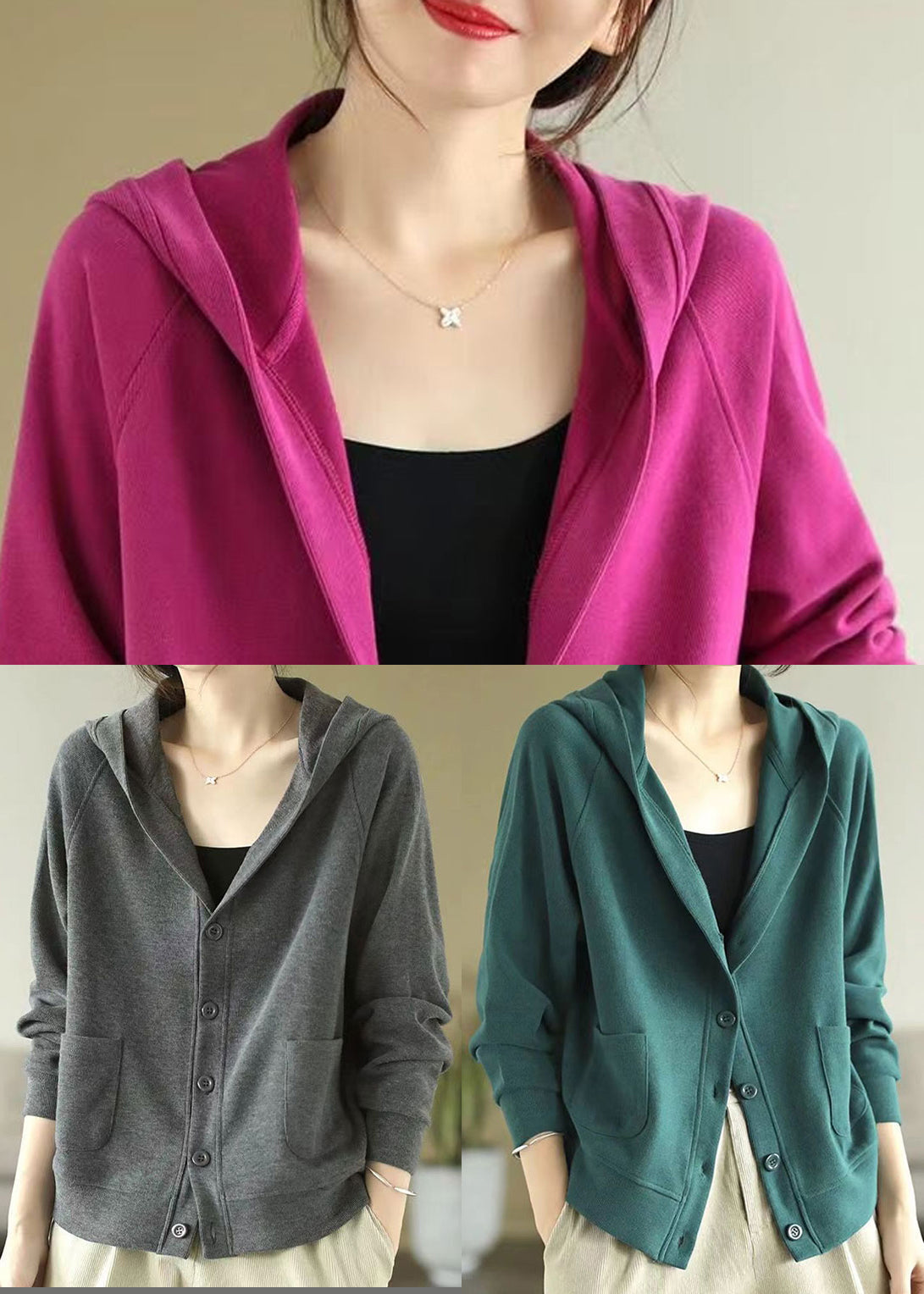 Rose Hooded Cotton Coats Spring