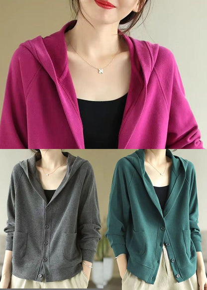Rose Hooded Cotton Coats Spring