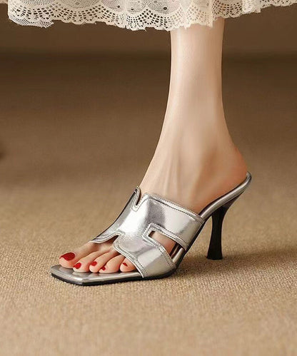 Style Silver High Heel Slippers