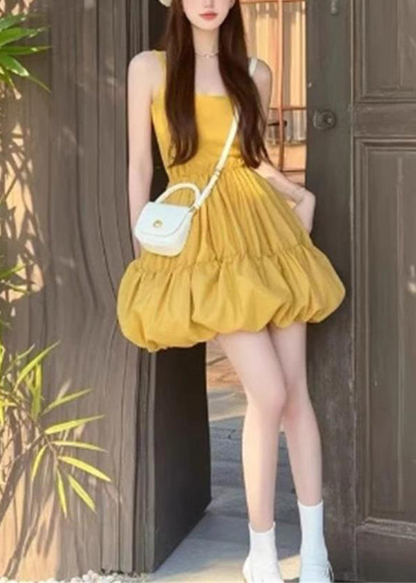 New Rose Wrinkled Cotton Spaghetti Strap Dress Sleeveless