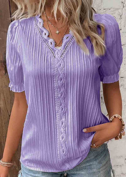 Color Hollow Out Spandex Shirts Summer