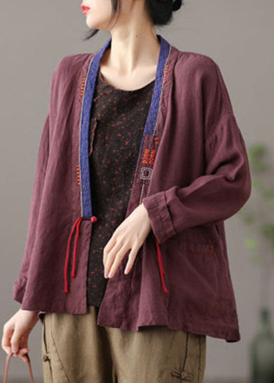 Mulberry Embroidered Patchwork Loose Coat Spring