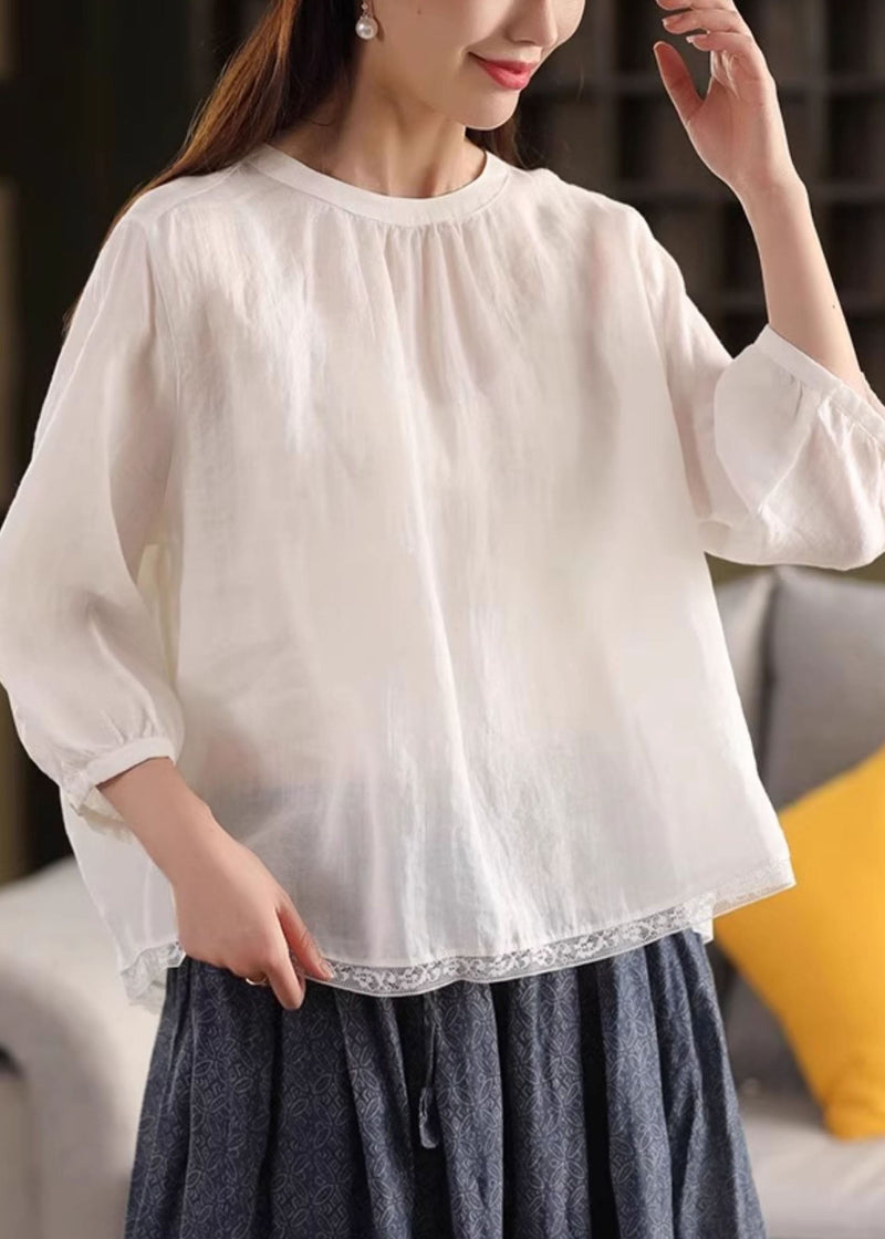 Pink Oversized Patchwork Linen Shirts Bracelet Sleeve