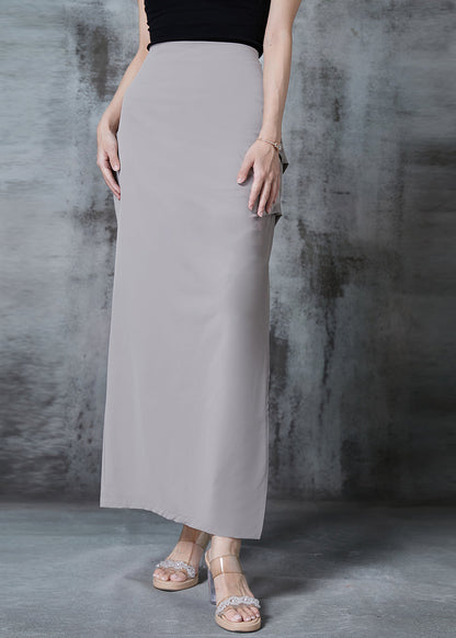Grey Side Open Silm Fit Spandex Wraped Skirts Fall