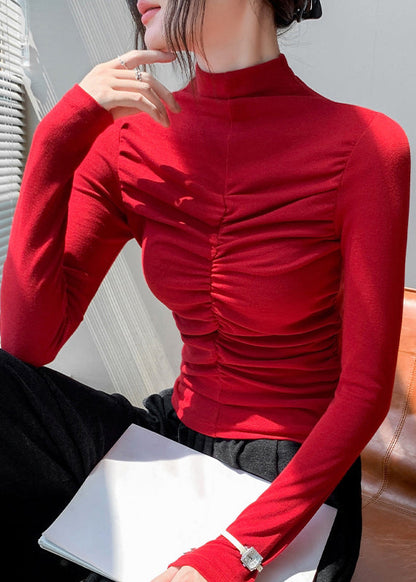 Black Turtleneck Patchwork Top Fall