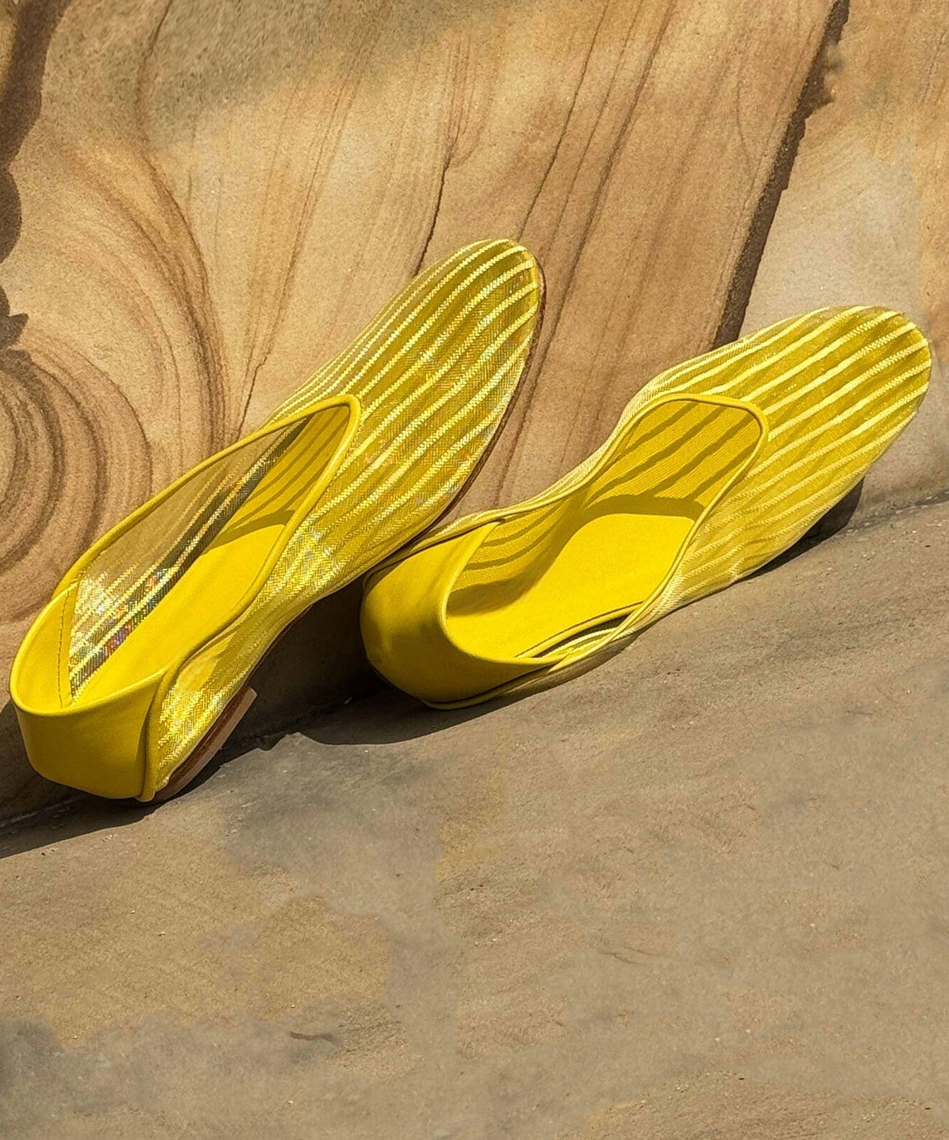 Yellow Breathable Mesh Flat Feet Shoes Splicing Stylish
