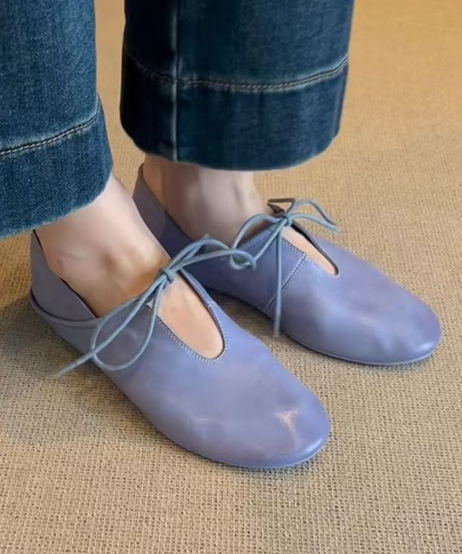 Comfortable Splicing Flat Shoes for Blue Faux Leather