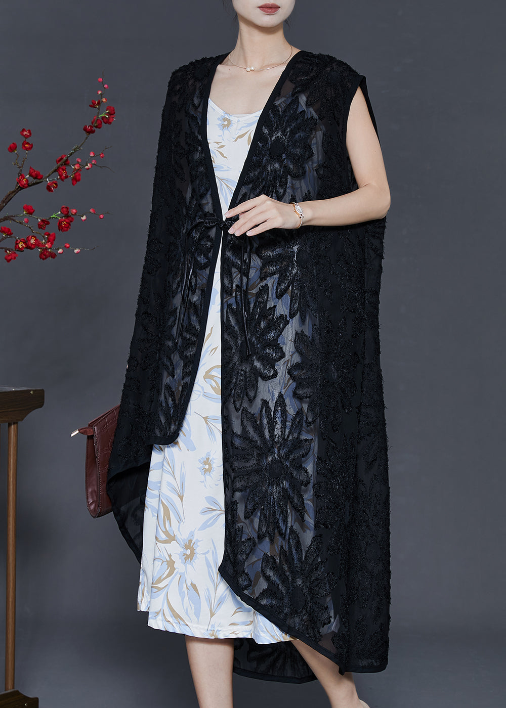 Modern Black Asymmetrical Chiffon Loose Vest Summer